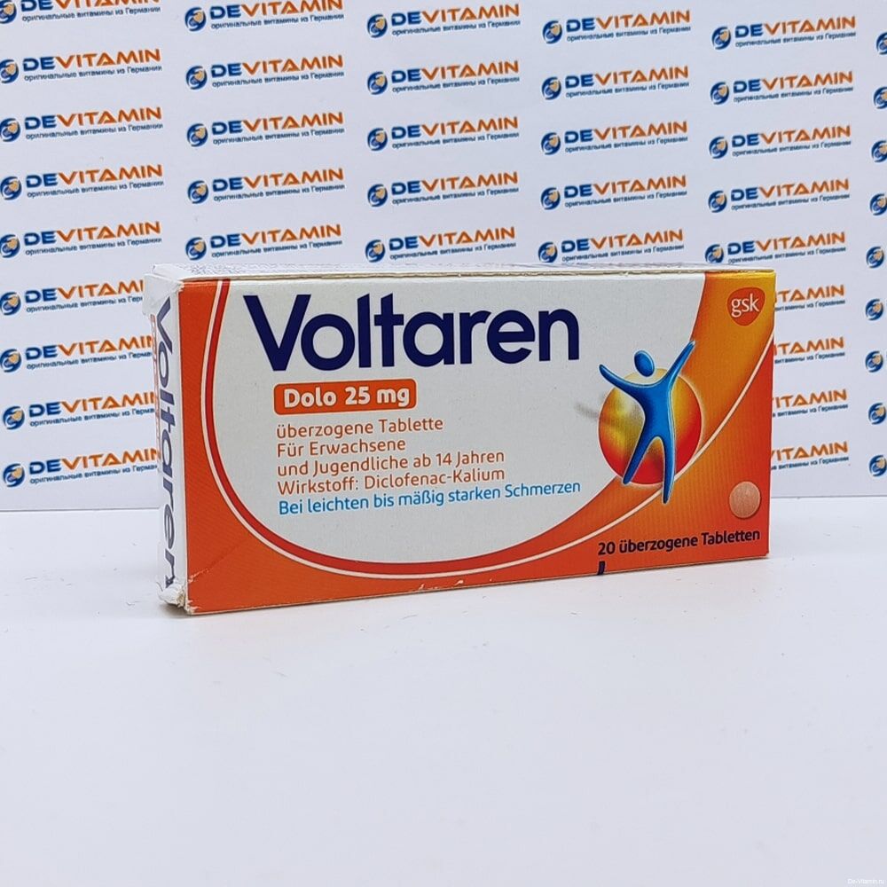 Voltaren dolo 25 mg Вольтарен 25 мг от боли, 20 шт, Германия купить по цене  1290 в интернет-магазине devitamin24