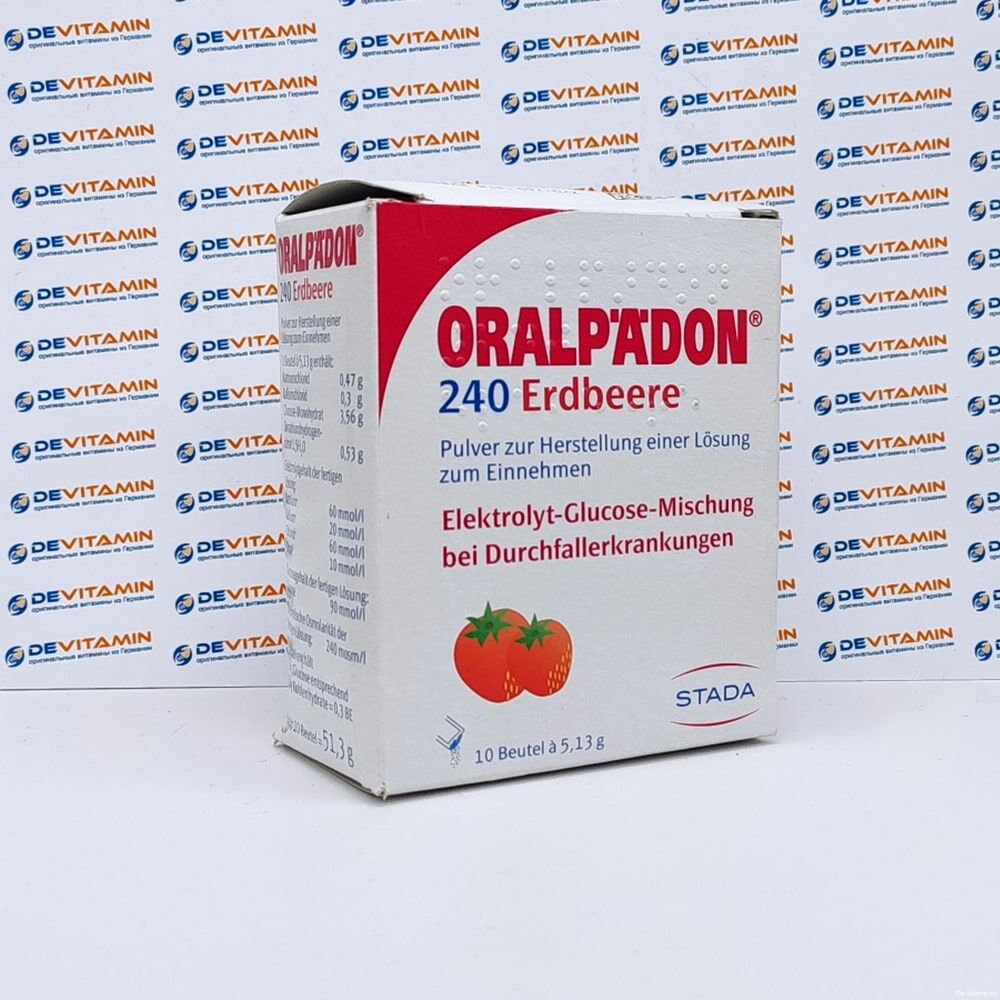 Oralpadon 240 Оралпадон 240, против диареи, клубника, 10 саше, Германия  купить по цене 1290 в интернет-магазине devitamin24