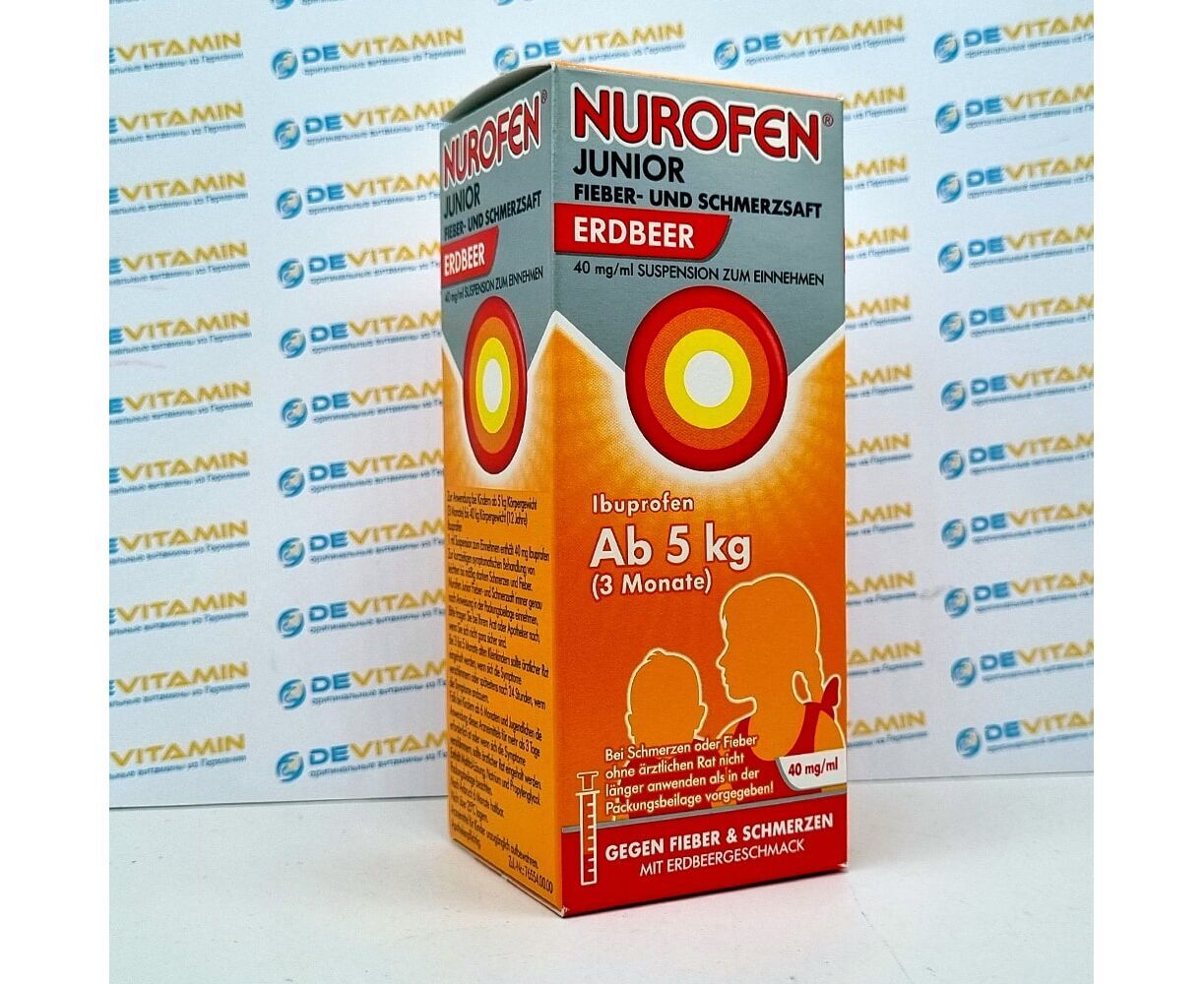 Nurofen Junior 40 мг/мл, от 5 кг, 100 мл, клубника, Германия купить по цене  1450 в интернет-магазине devitamin24