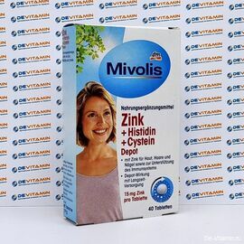 Zink + Histidin + Cystein Depot Препарат цинка, с гистидином и цистеином, 40 шт, Германия
