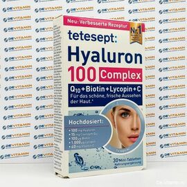 Tetesept Hyaluron + Lycopene + Q10 Min Гиалурон, витамины для кожи, 30 таблеток, Германия