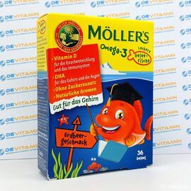 Moller's Omega-3 Jelly Fish Меллерс Омега 3 для детей, 36 жевательных рыбок, Германия