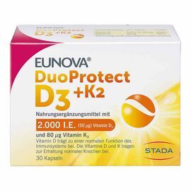 Eunova DuoProtect D3+K2 2000 I.E.Эунова Двойная защита Д3 + К2, 30 шт, Германия