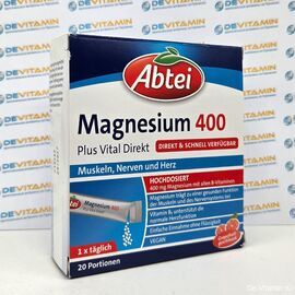 Магний Abtei Magnesium 400 высокодозированный, 20 шт, Германия