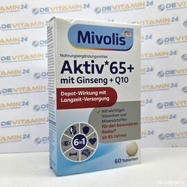 Active 65+ Мультивитамины с женьшенем + Q10, 60 таблеток, Германия