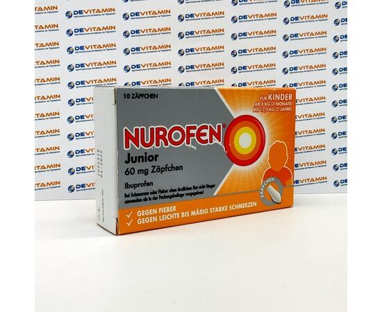 Nurofen Junior 60 mg Нурофен для детей от 6 кг, 10 свечей, Германия