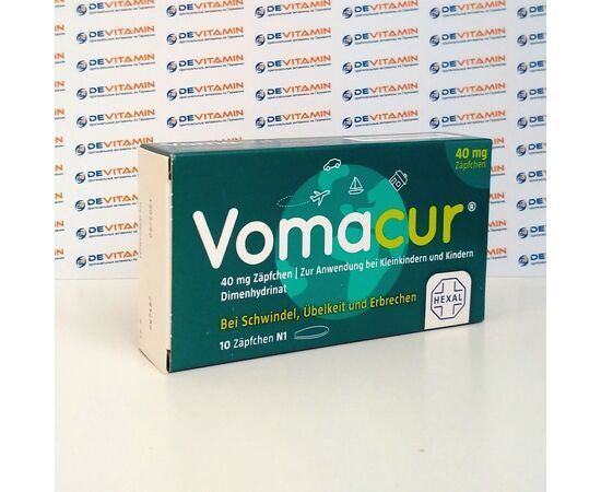 Vomacur Вомакур свечи против рвоты, для детей, 40 мг, 10 штук, Германия
