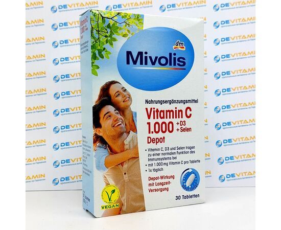 Mivolis Vitamin C 1000 мг Витамин C 1000 мг, с D3 и селеном, цинком, 30 шт, Германия