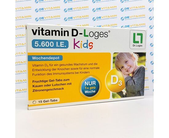 Vitamin D-Loges Kids Витамин Д3 5600 МЕ для детей, 15 шт, Германия