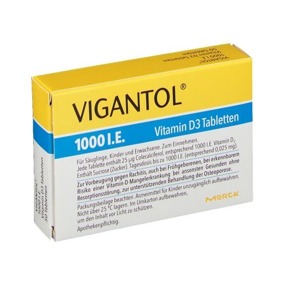Вигантол 1000 М.Е. Vigantol 1000 I.E., 50 шт. из Германии в таблетках (бывш. Вигантолеттен)