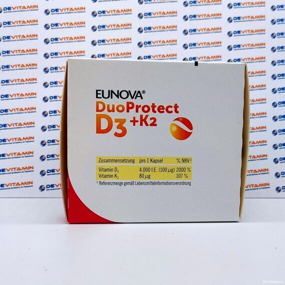 Eunova DuoProtect D3+K2 4000 I.E. Двойная защита Д3 + К2, 90 шт, Германия