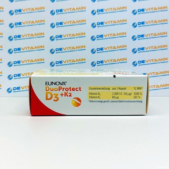 Eunova DuoProtect D3+K2 2000 I.E. Двойная защита Д3 + К2, 30 шт, Германия