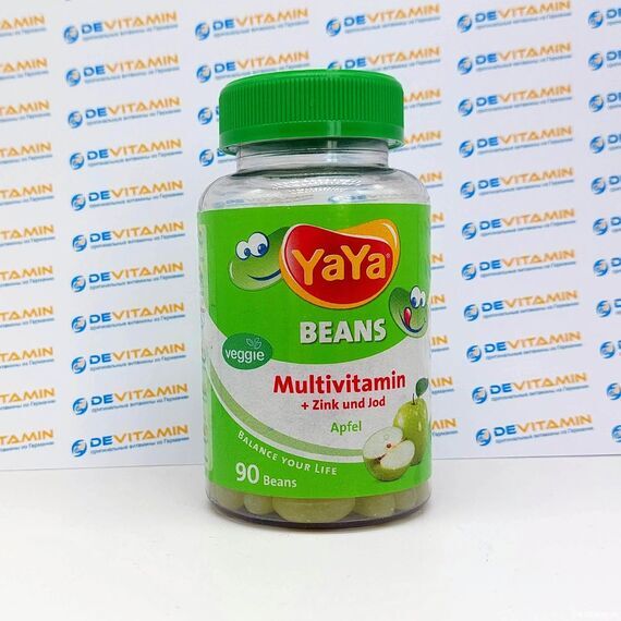 YaYa Beans Multivitamin Мультивитамины с цинком и йодом, яблоко, 90 шт, Германия