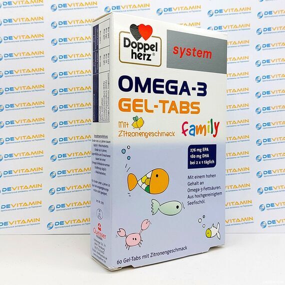 Doppelherz Omega-3 Gel-Tabs Омега-3 в жевательных капсулах, 60 капсул, Германия