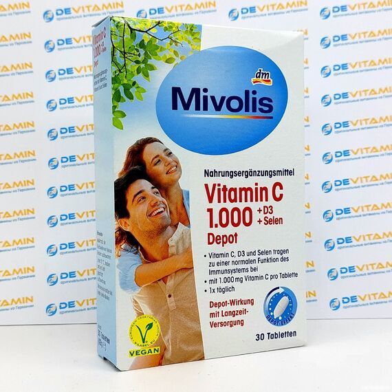 Mivolis Vitamin C 1000 мг Витамин C 1000 мг, с D3 и селеном, цинком, 30 шт, Германия
