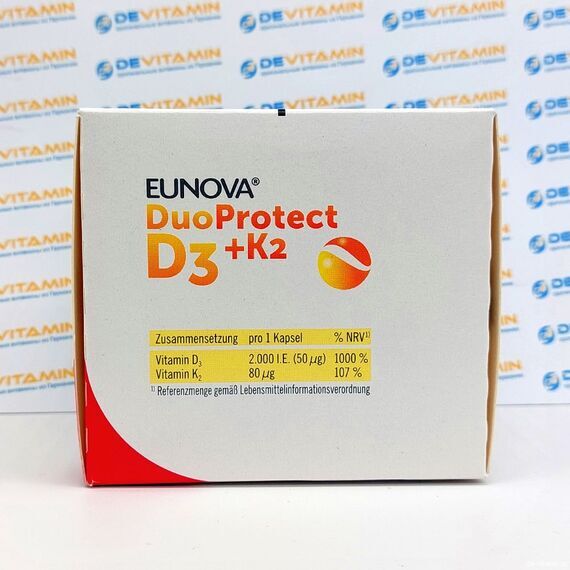 Eunova DuoProtect D3+K2 2000 I.E. Двойная защита Д3 + К2, 90 шт, Германия