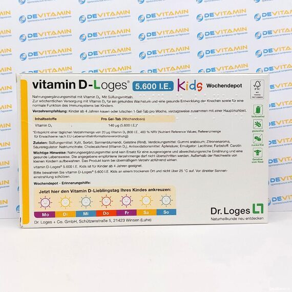 Vitamin D-Loges Kids Витамин Д3 5600 МЕ для детей, 15 шт, Германия