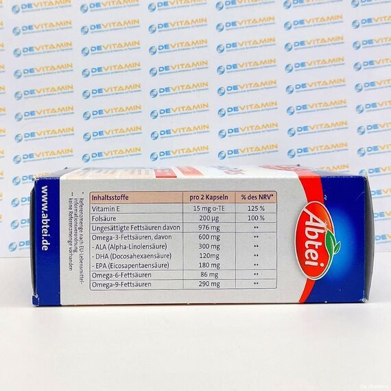 Abtei Omega 3 Plus Омега-3 с витамином Е, 60 капсул, Германия