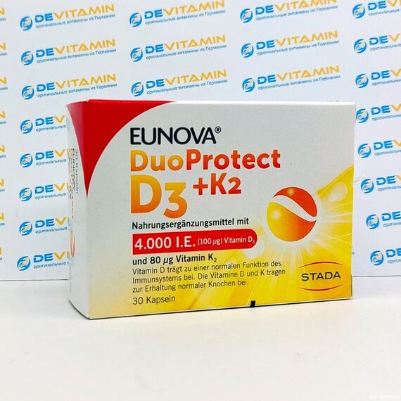 Eunova DuoProtect D3+K2 4000 I.E. Двойная защита Д3 + К2, 30 шт, Германия
