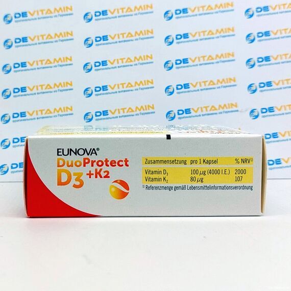 Eunova DuoProtect D3+K2 4000 I.E. Двойная защита Д3 + К2, 30 шт, Германия