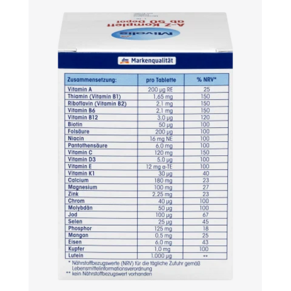 Мультивитамины для людей от 50 лет, 100 таблеток, Германия