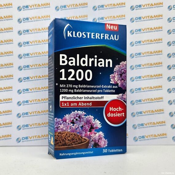 Klosterfrau Baldrian 1200 Валериана, 30 таблеток, Германия