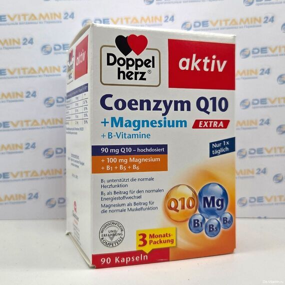 Doppelherz Coenzym Q10 + Magnesium Доппельгерц для сердца и сосудов, Германия, 90 штук