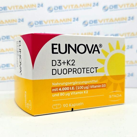 Eunova DuoProtect D3+K2 4000 I.E. Эунова  Д3 + К2, 90 шт, Германия