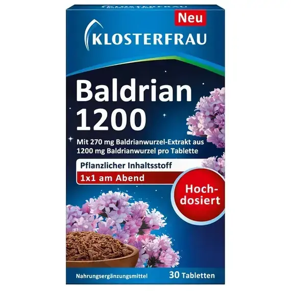 KLOSTERFRAU Baldrian 1200, препарат валерьяны, 30 штук